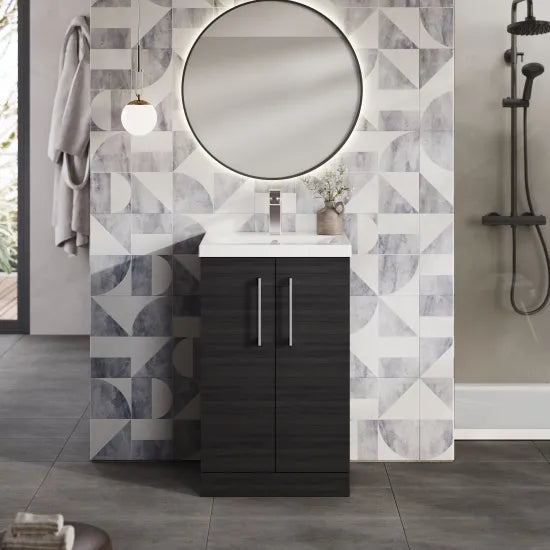Arno 500mm Floor Standing 2 Door Mid Edge Basin Unit - 9 Options