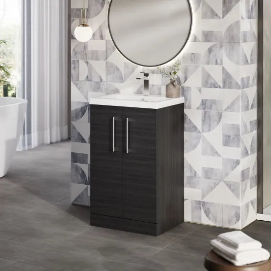 Arno 500mm Floor Standing 2 Door Mid Edge Basin Unit - 9 Options