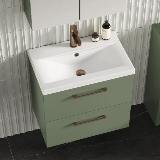 Arno Wall Hung 2 Drawer Mid Edge Basin Unit 600mm