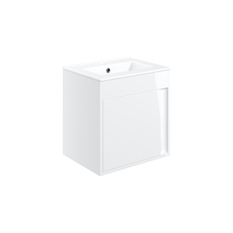 Aida 500mm Wall Hung Vanity Unit - Gloss White & Black Handle