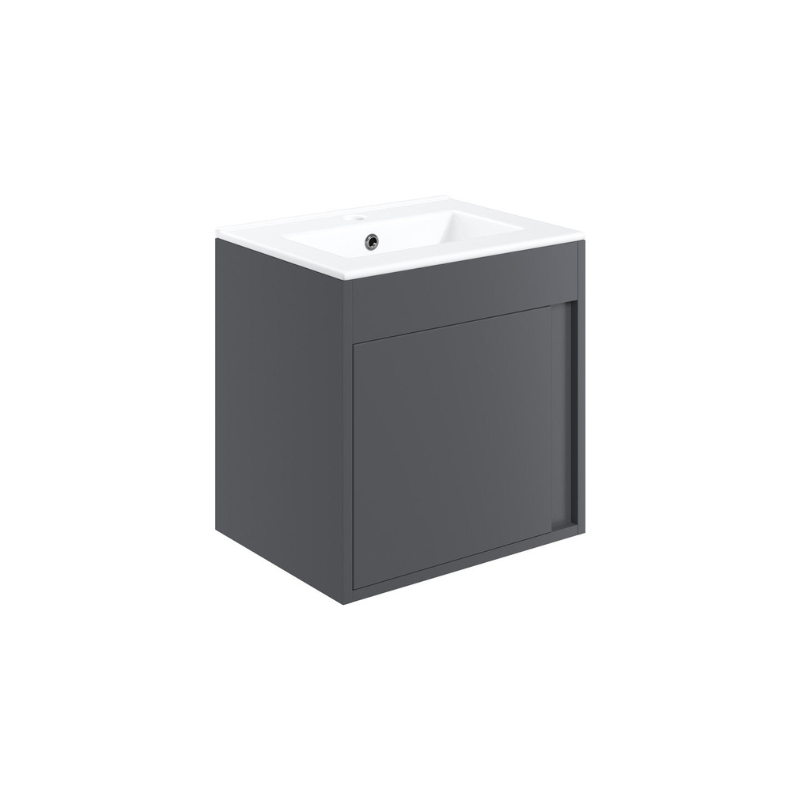 Aida 500mm Wall Hung Vanity Unit - Matt Graphite Grey & Black Handle