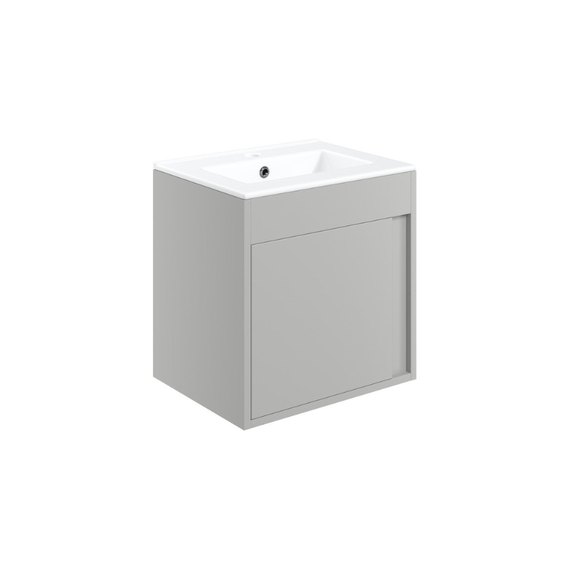 aida 500mm wall hung vanity unit light grey matt black handle, Alessio, Wall Hung Vanity Unit, 3