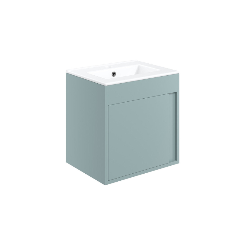 Aida 500mm Wall Hung Vanity Unit - Sea Green & Chrome Handle