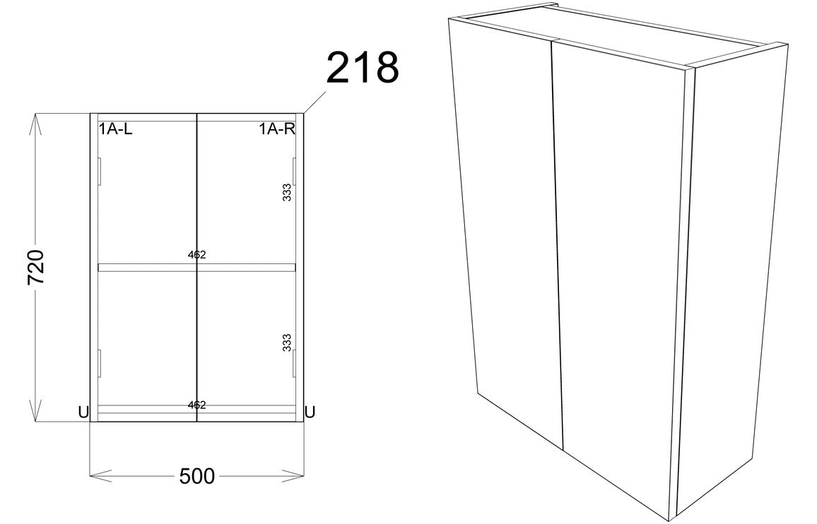 Zaira 500mm Mirrored Unit - White Gloss