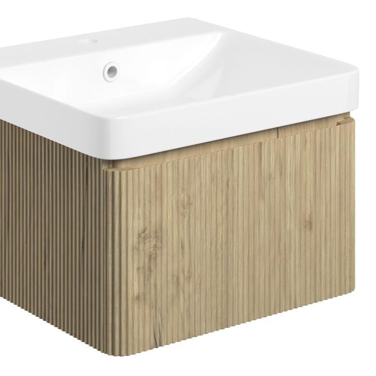 alfa 500mm wall hung basin unit basin textured oak, Alessio, Wall Hung Vanity Unit,
