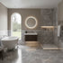 Alfa 600mm Wall Hung Basin Unit & Basin - Textured Walnut