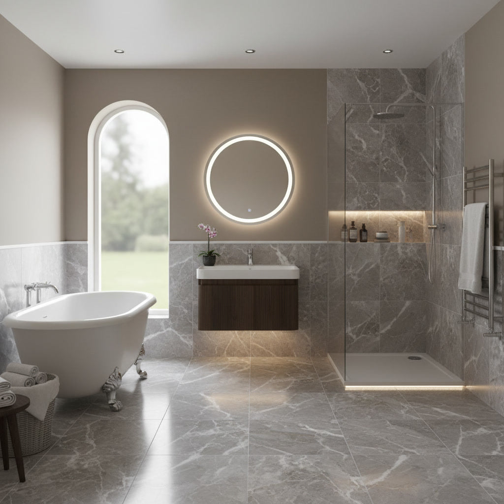 Alfa 600mm Wall Hung Basin Unit & Basin - Textured Walnut
