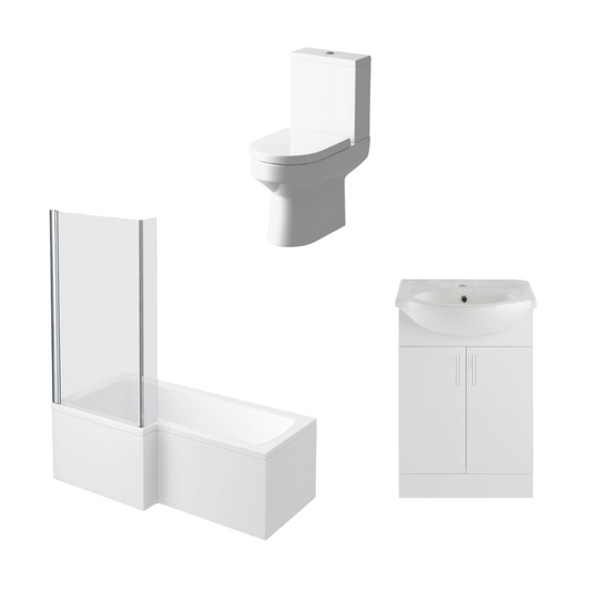 Alfie Shower Bath Suite 1700mm Left Hand Bath