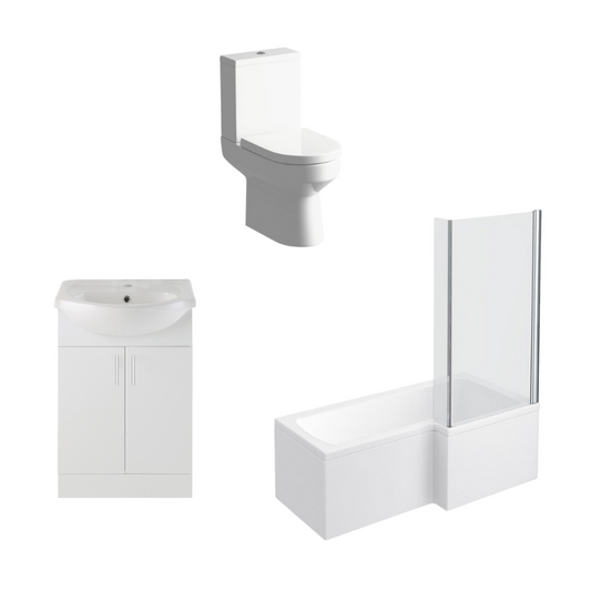Alfie Shower Bath Suite 1700mm Right Hand Bath