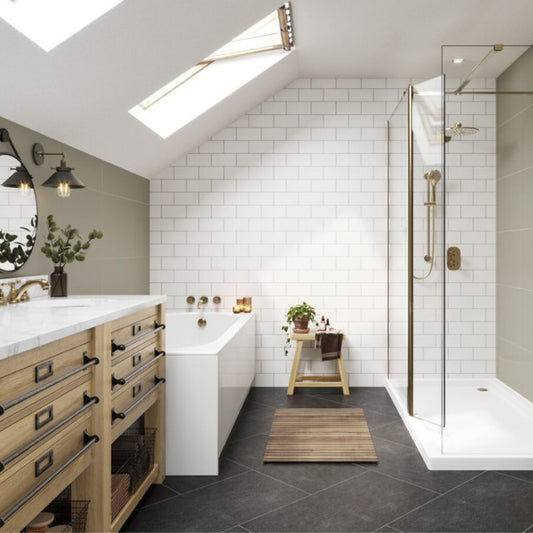 Multipanel Alpine White Metro Tile Effect Shower Panel