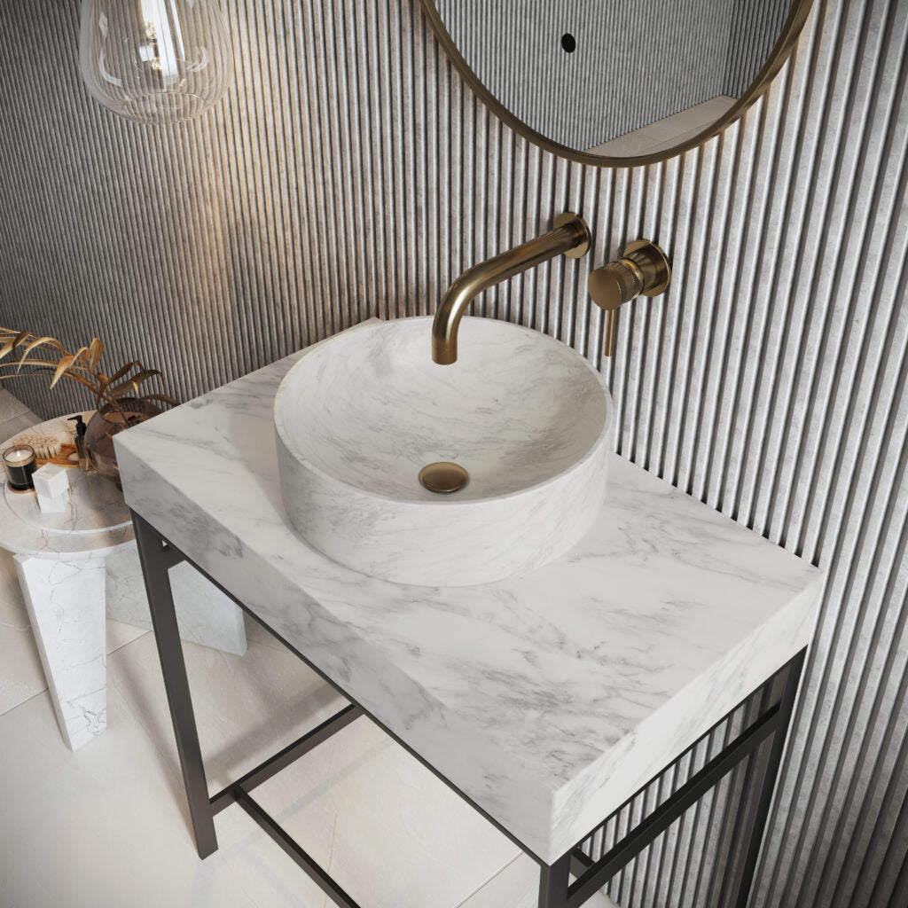 Scudo Sanctuary 350mm x 350mm x 120mm Polished Marble Basin - Carrara White