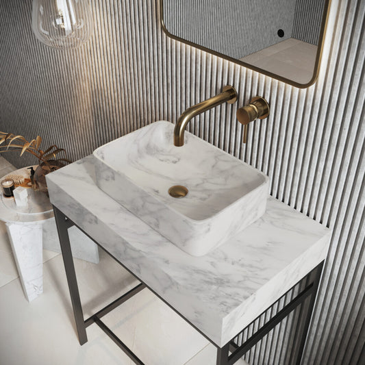 scudo sanctuary 420mm x 270mm x 110mm polished marble basin carrara white, Scudo, Basin, Counter Top Bowl , 1