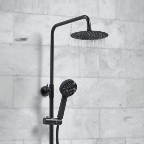 Middleton Black Round Rigid Riser Shower