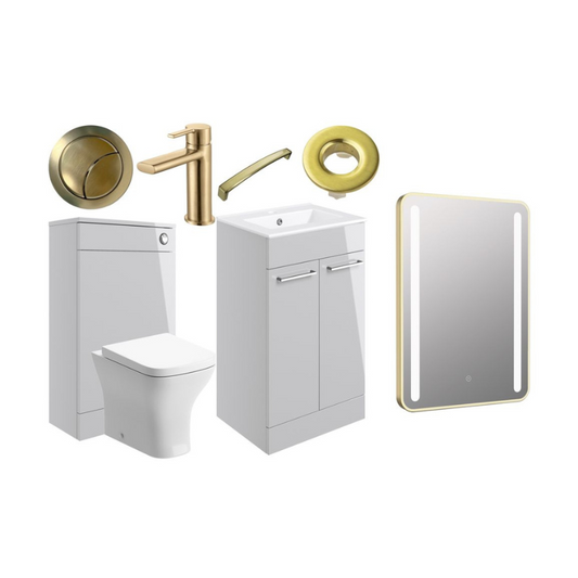 Vito 510mm Furniture Suite - Grey Gloss & Brushed Brass Finishes