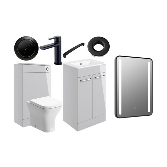 Vito 510mm Furniture Suite - Grey Gloss & Matt Black Finishes
