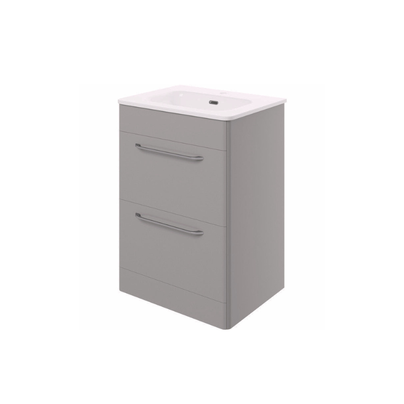 bianca 610mm 2 drawer floor unit basin grey gloss, Alessio, Sink Vanity Unit, Basin Unit, 6