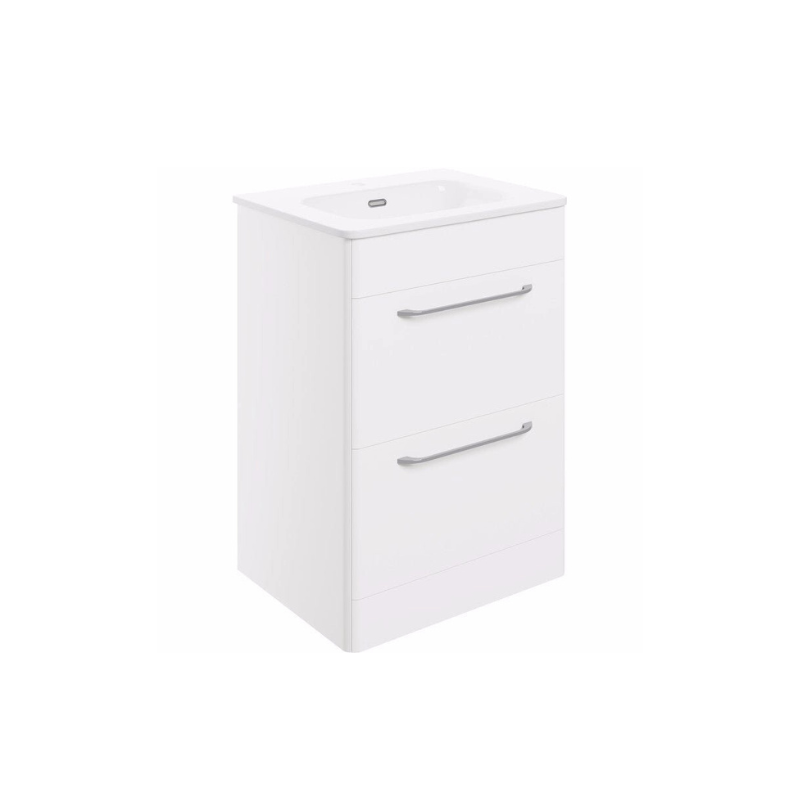 bianca 610mm 2 drawer floor unit basin white gloss, Alessio, Sink Vanity Unit, Basin Unit, 2