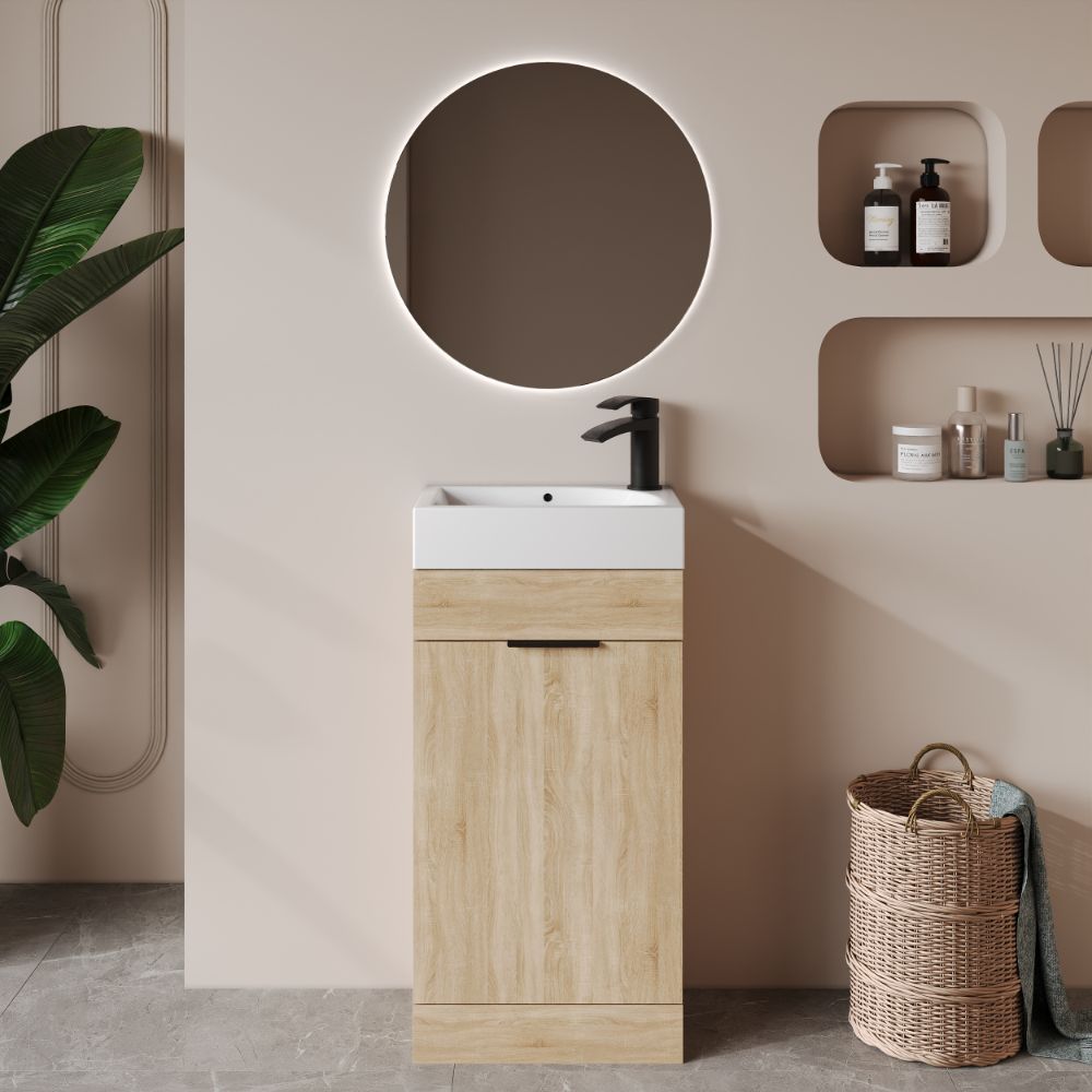 Esme Cloakroom Unit Davos Oak With Basin & Handle