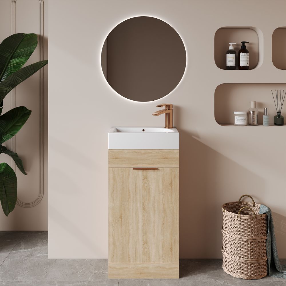 Esme Cloakroom Unit Davos Oak With Basin & Handle