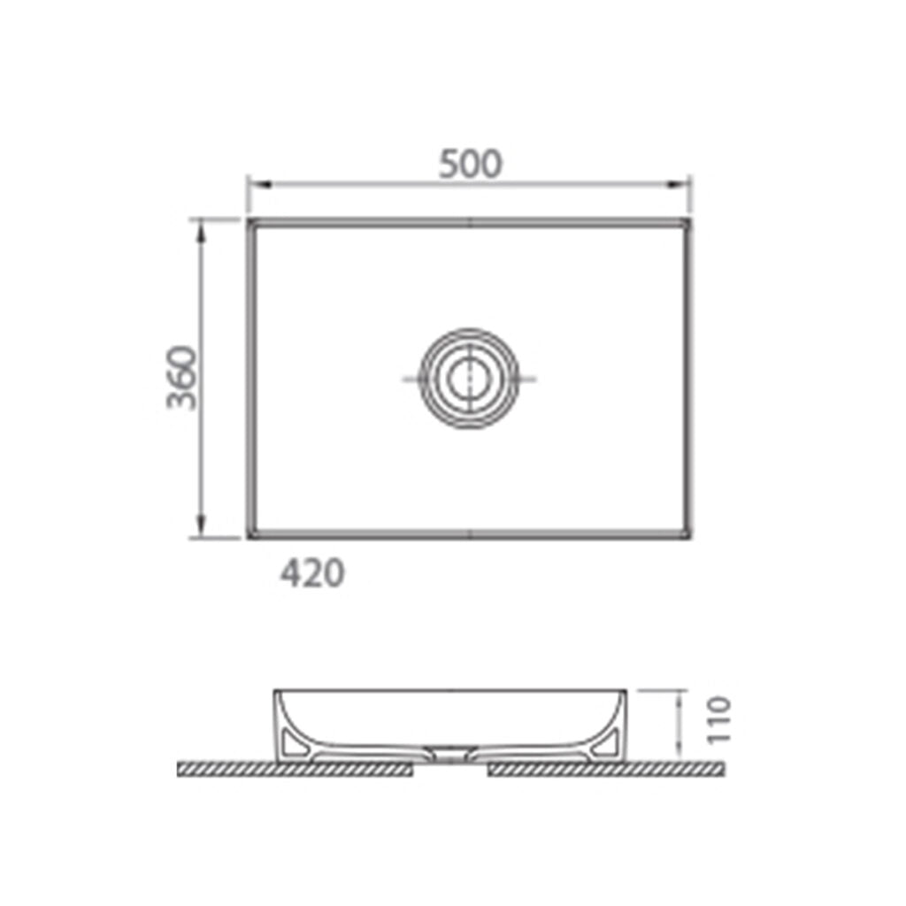 Scudo Stance 500mm x 360mm x 110mm Countertop Basin - White