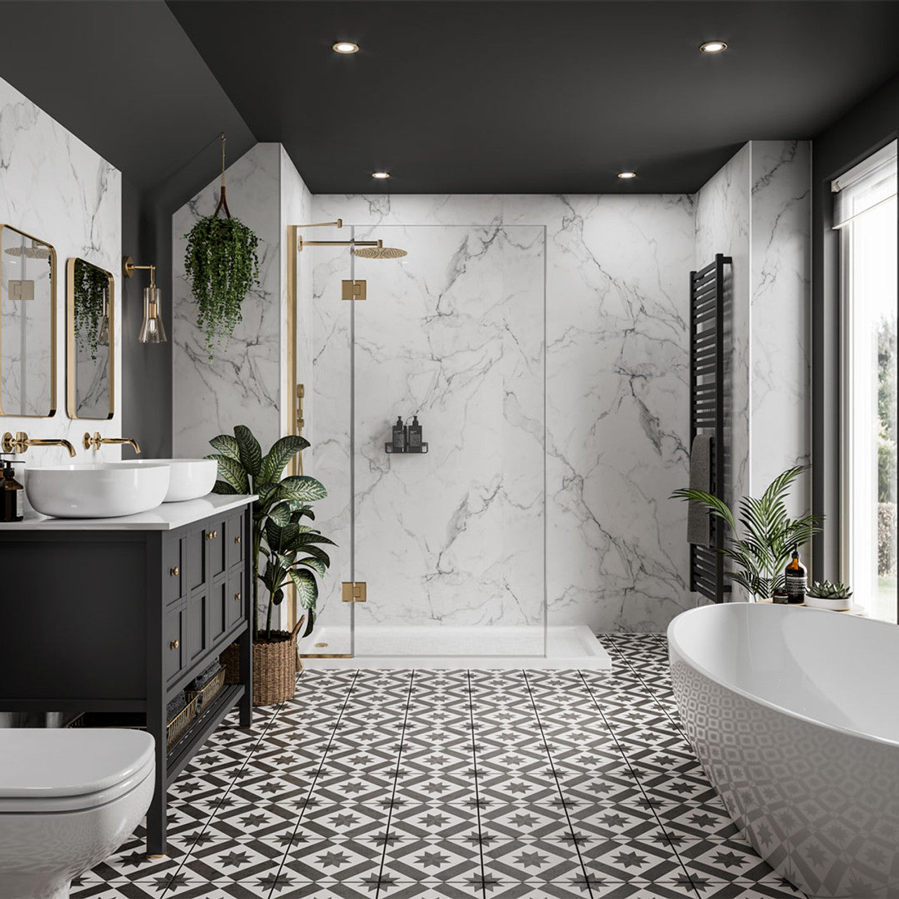 Multipanel Calacatta Marble Linda Barker Shower Panel