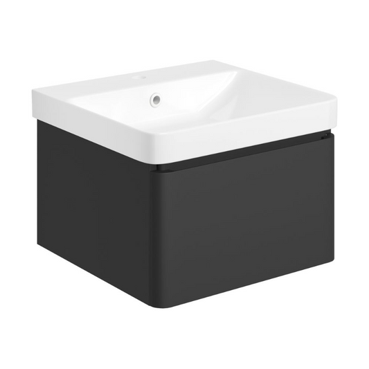 calpe 500mm wall hung basin unit basin matt black, Alessio, Wall Hung Vanity Unit, 1