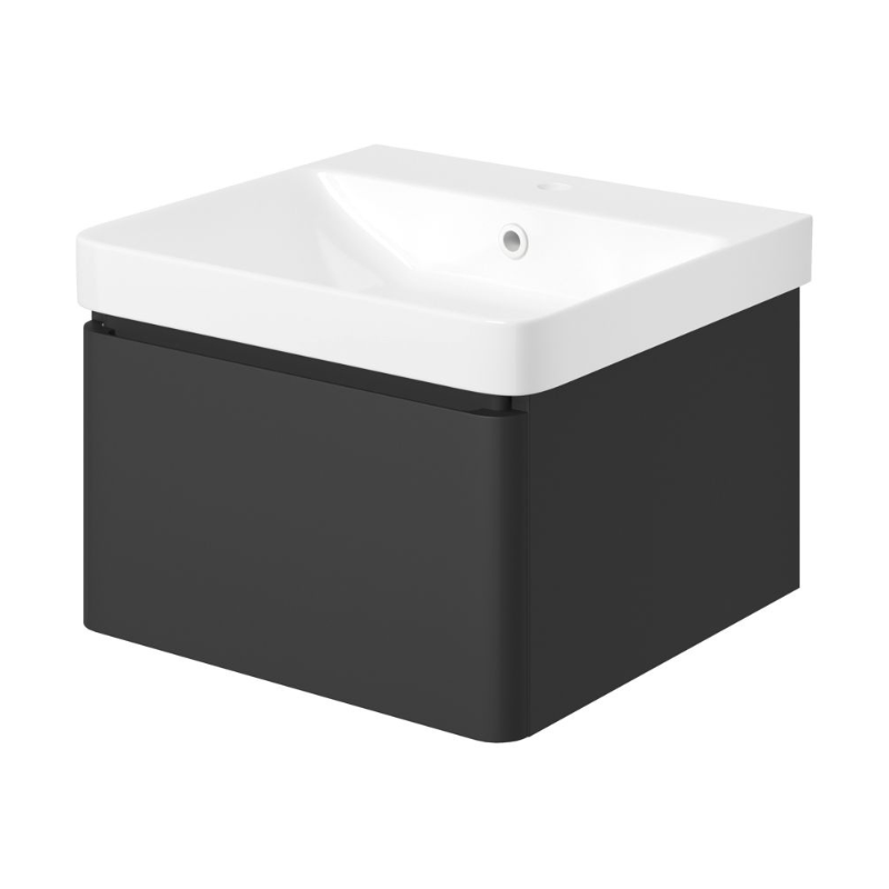 Calpe 500mm Wall Hung Basin Unit & Basin - Matt Black