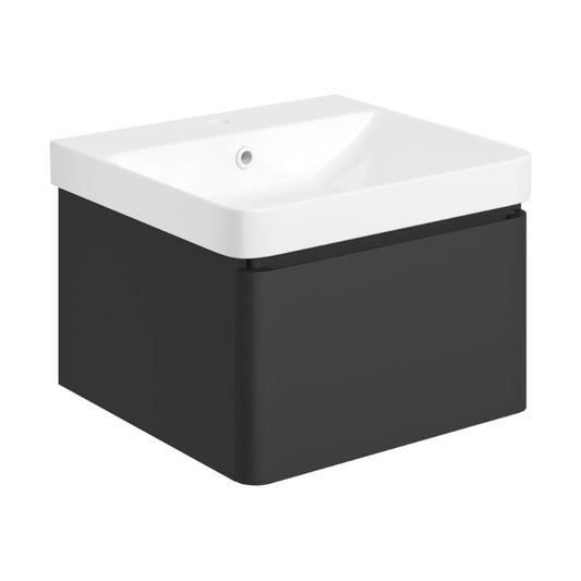 Calpe 500mm Wall Hung Basin Unit & Basin - Matt Black