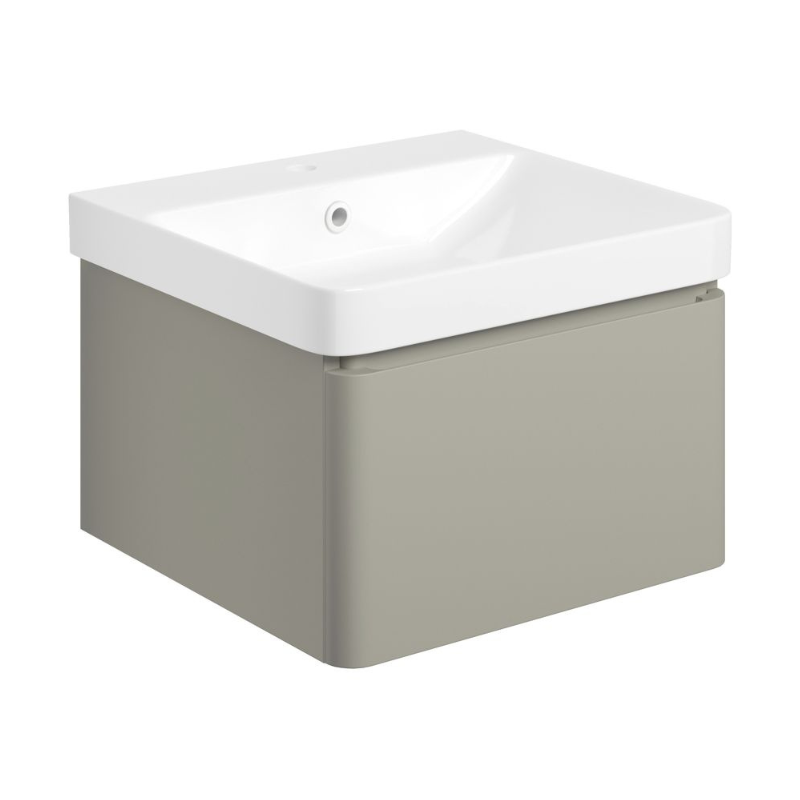 Calpe 500mm Wall Hung Basin Unit & Basin - Matt Latte