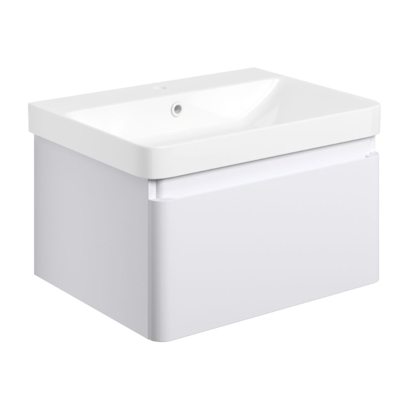 Calpe 600mm Wall Hung Basin Unit & Basin - Matt White