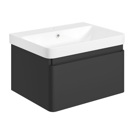 Calpe 600mm Wall Hung Basin Unit & Basin - Matt Black