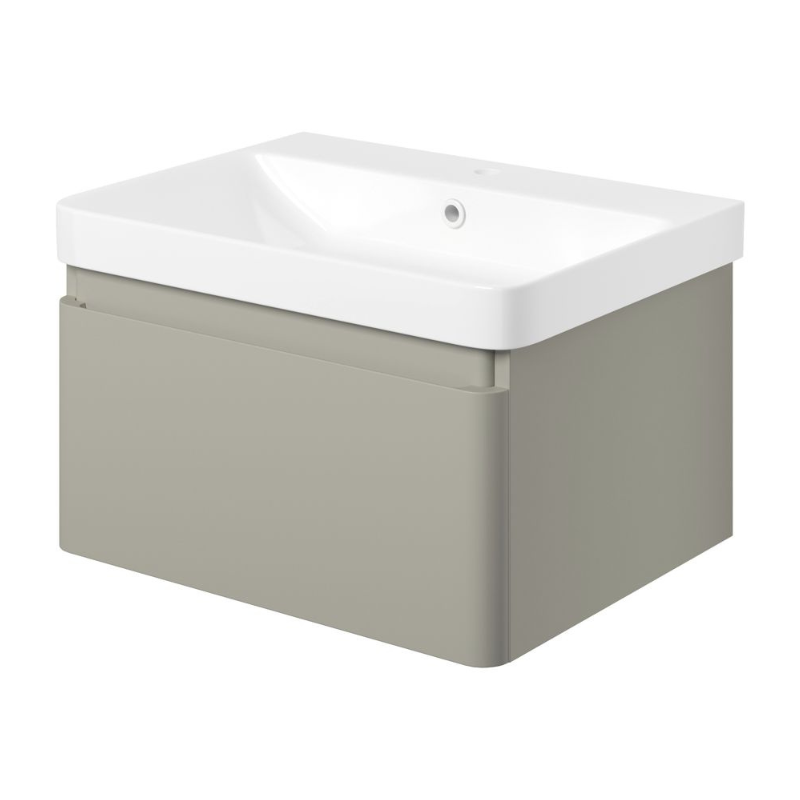 Calpe 600mm Wall Hung Basin Unit & Basin - Matt Latte