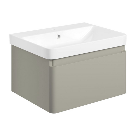 Calpe 600mm Wall Hung Basin Unit & Basin - Matt Latte