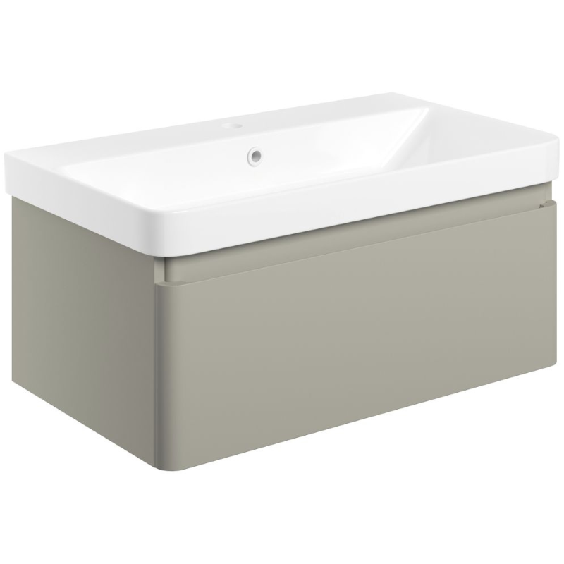 Calpe 800mm Wall Hung Basin Unit & Basin - Matt Latte