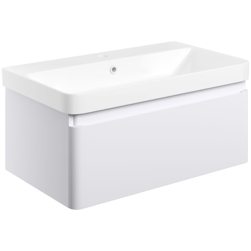 Calpe 800mm Wall Hung Basin Unit & Basin - Matt White