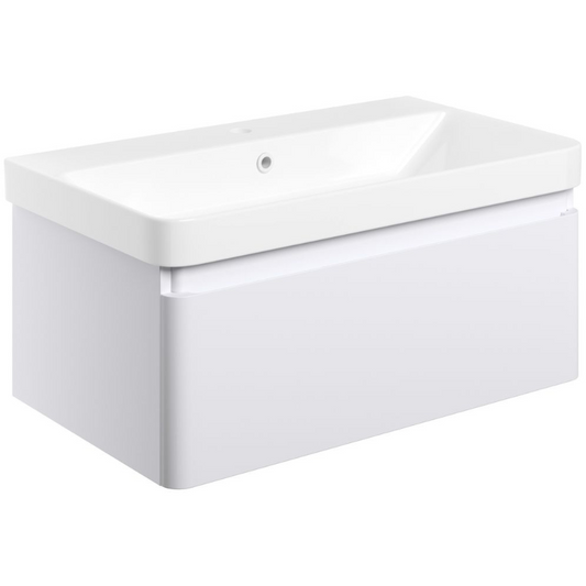 calpe 800mm wall hung basin unit basin matt white, Alessio, Wall Hung Vanity Unit, 1