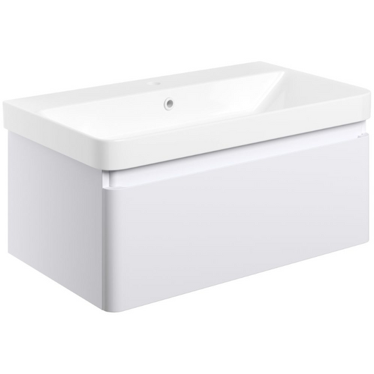 Calpe 800mm Wall Hung Basin Unit & Basin - Matt White