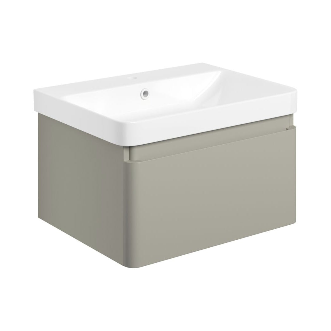 Calpe 600mm Basin Unit & Close Coupled WC Pack - Matt Latte Brushed Brass Finishes