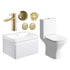 Calpe 600mm Basin Unit & Close Coupled WC Pack - Matt White Brushed Brass Finishes