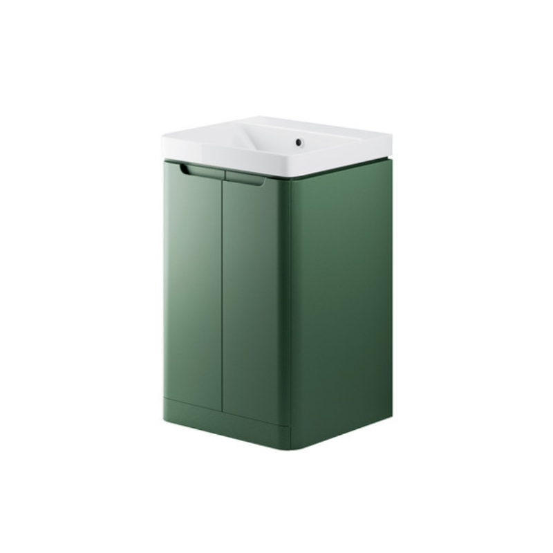 Calvino 500mm 2 Door Floor Standing Basin Unit -Matt Sage Green