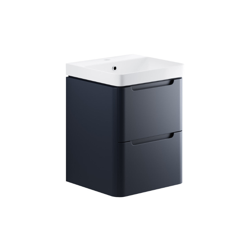 Calvino 500mm 2 Drawer Wall Hung Basin Unit - Matt Indigo