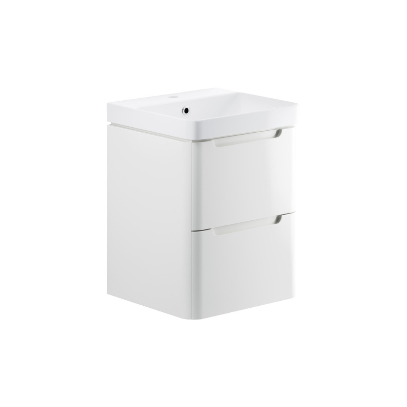 calvino 500mm 2 drawer wall hung basin unit gloss white, Alessio, Wall Hung Vanity Unit, 5