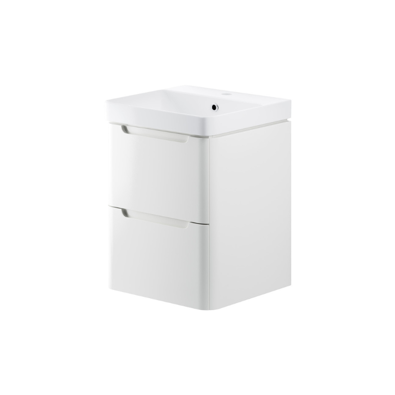 calvino 500mm 2 drawer wall hung basin unit gloss white, Alessio, Wall Hung Vanity Unit, 6