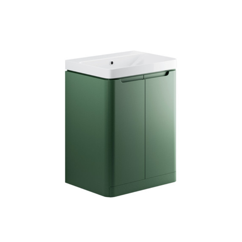 Calvino 600mm 2 Door Floor Standing Basin Unit - Matt Sage Green