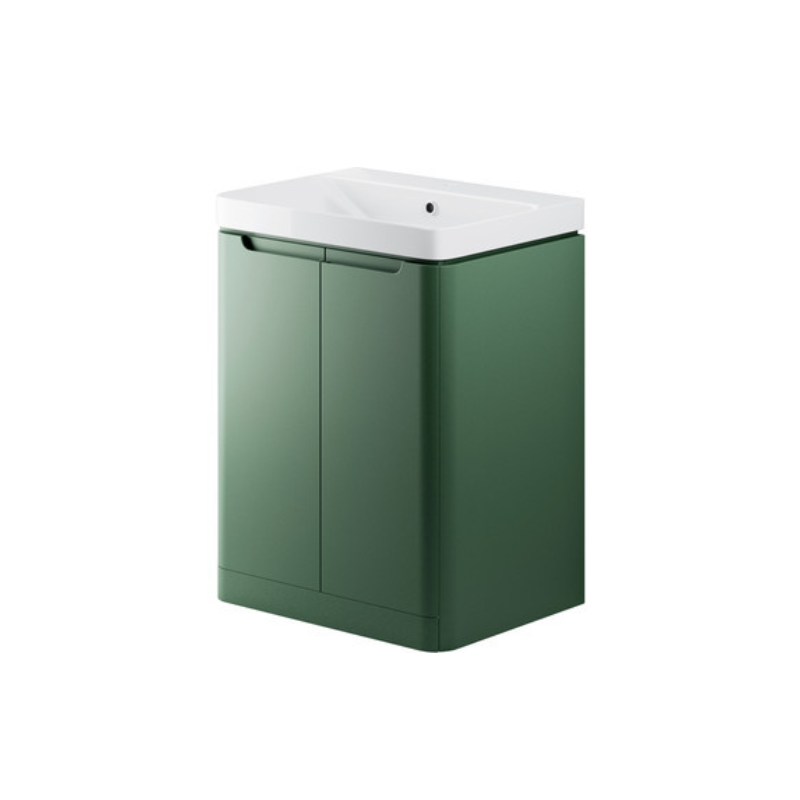 Calvino 600mm 2 Door Floor Standing Basin Unit - Matt Sage Green