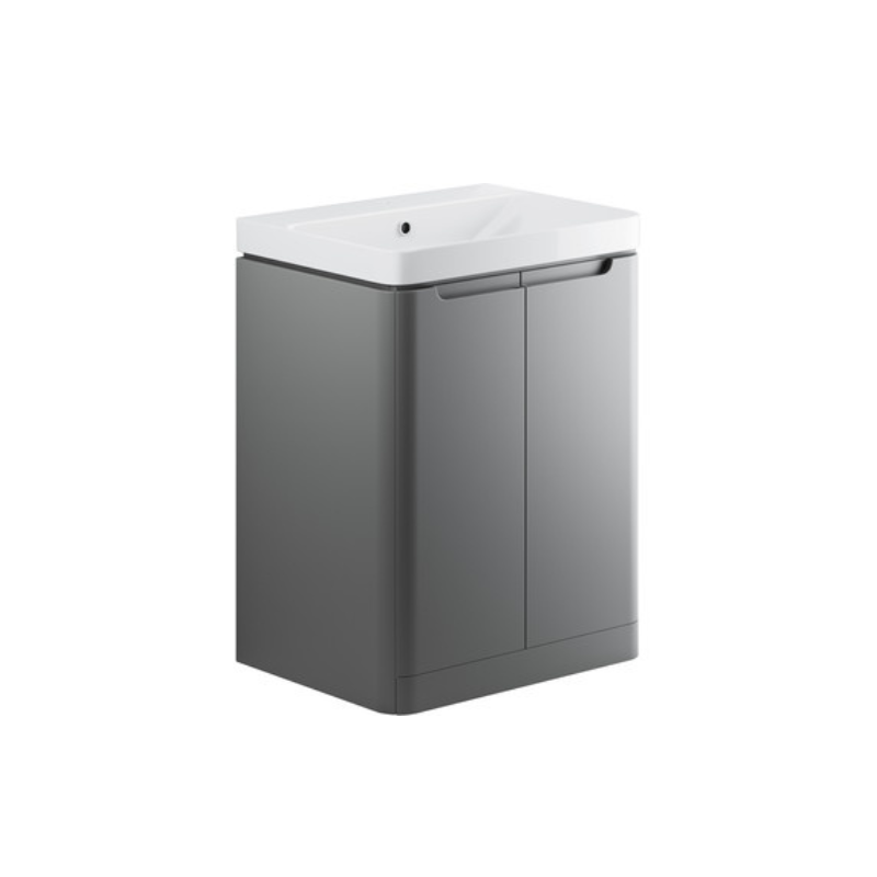 Calvino 600mm 2 Door Floor Standing Basin Unit - Matt Grey