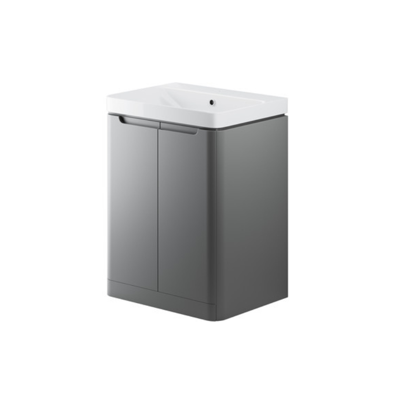 Calvino 600mm 2 Door Floor Standing Basin Unit - Matt Grey