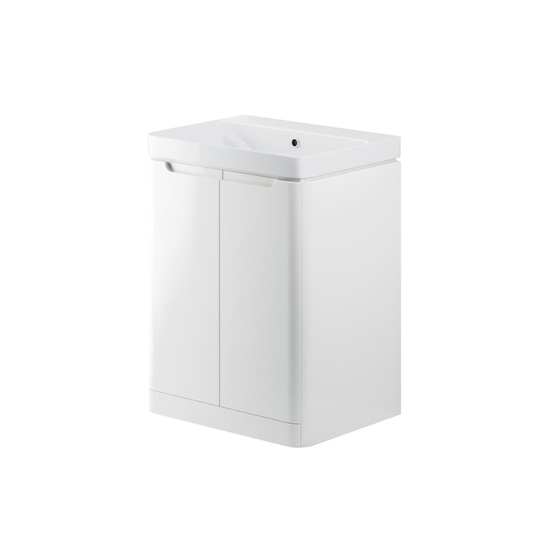 Calvino 600mm 2 Door Floor Standing Basin Unit - White Gloss