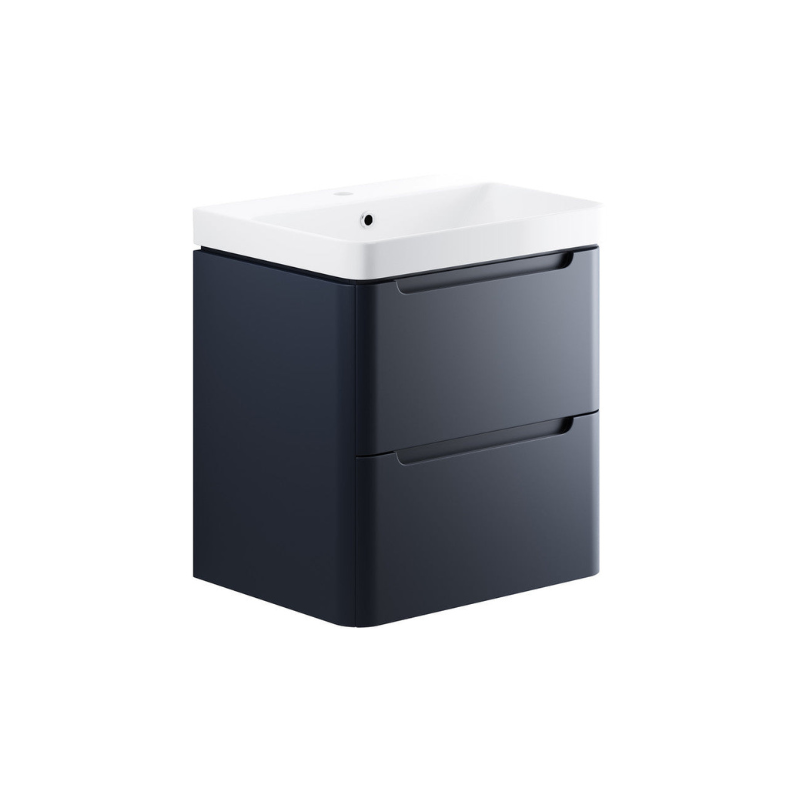 Calvino 600mm 2 Drawer Wall Hung Basin Unit - Matt Indigo
