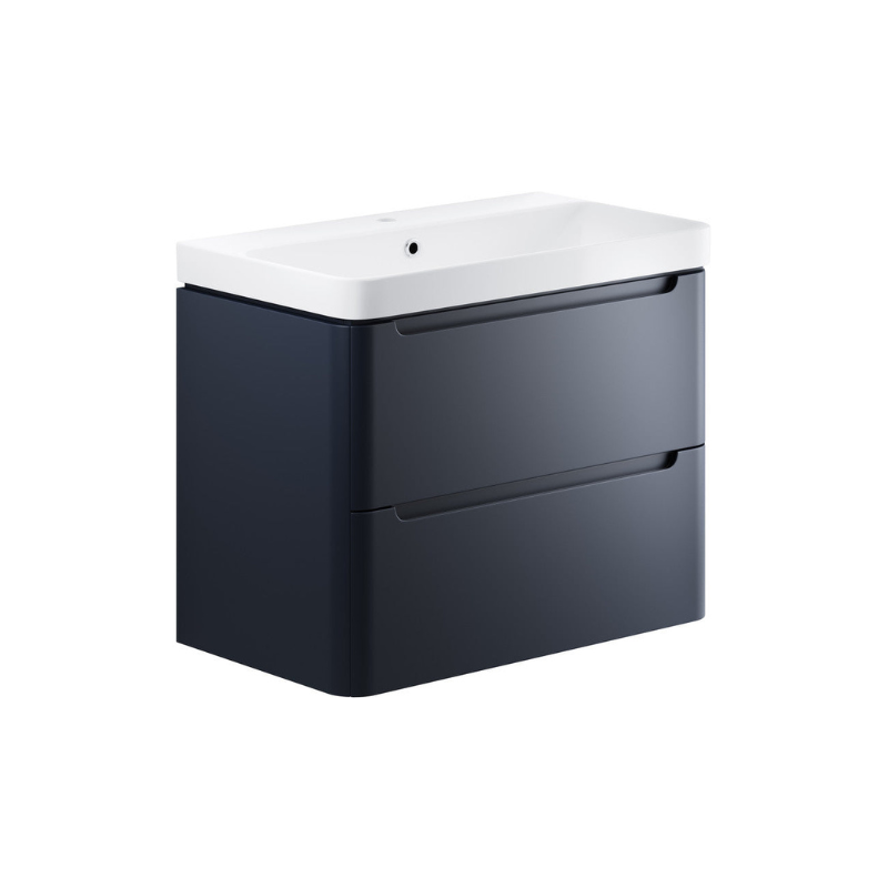 Calvino 800mm 2 Drawer Wall Hung Basin Unit - Matt Indigo